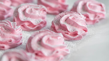 Homemade raspberry marshmallows. Homemade healthy sweets, natural candy.