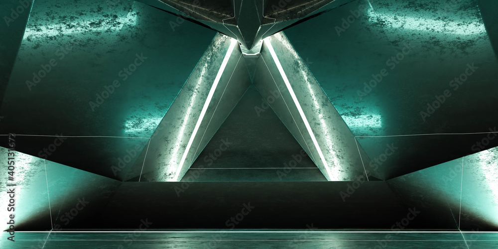 Poster futuristic minimalistic stone surface geometric object architecture 3d render illustration