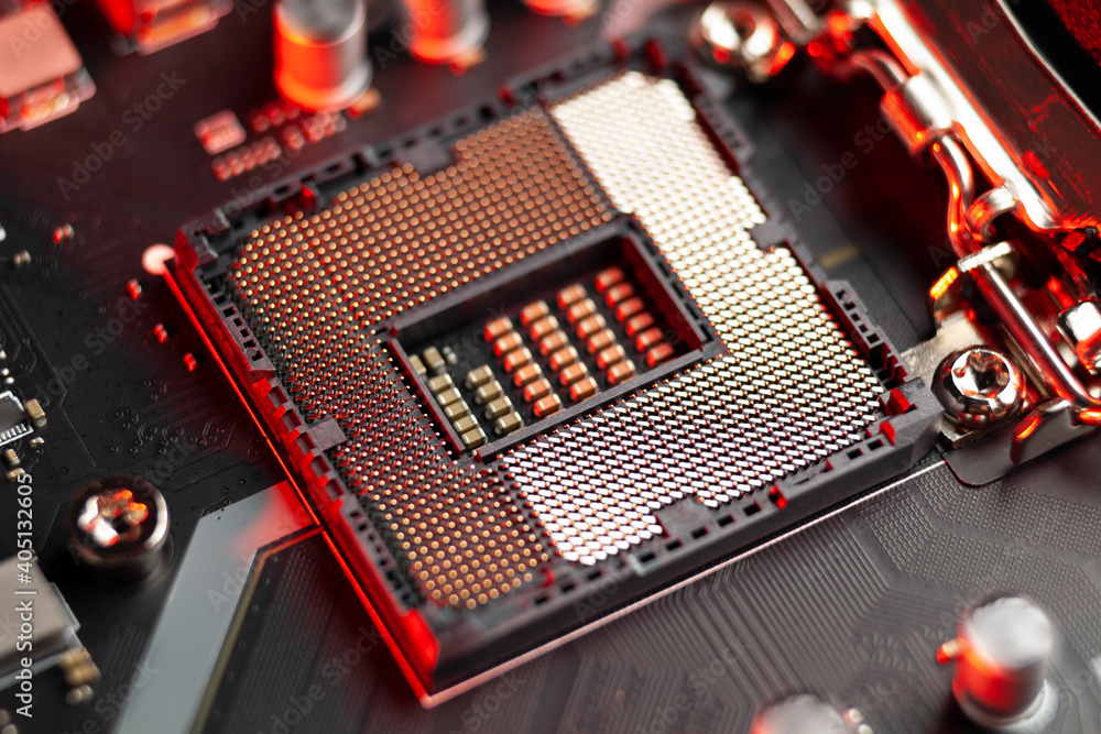 Poster microelectronics and silicon chip. overheating of the processor.
