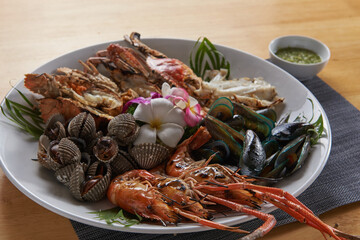 Including grilled seafood, shrimp, crab, grilled fire, served with dipping sauce Popular dishes in...