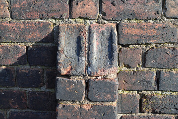 Old Brick Wall with Small Buttress in Close Up 