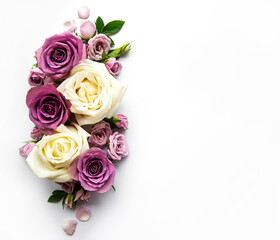 Framework from roses on white background.