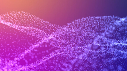 Fototapeta na wymiar blurred bokeh waves particles. violet-blue gradient on a dark background. beautiful abstract background. universe of technology particle field abstract digital wave.