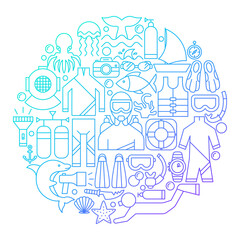 Diving Line Icon Circle Design