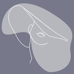 The face of the girl. White line, siluet. Abstraction. Images