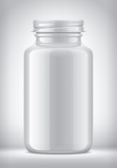 Glass Bottle on background. Metal cap.