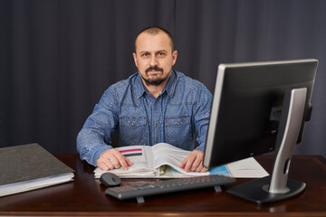 Businessman working at his computer