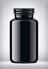 Glass Bottle on background. Metal cap.