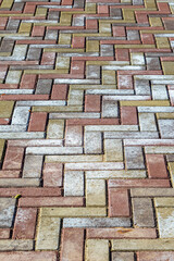 Decorative paving stones on the street, texture.