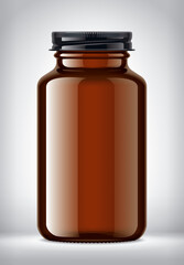Glass Bottle on background. Metal cap.