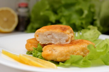 fried fish with salad