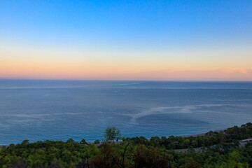 Sunset over the Mediterranean sea in Turkey