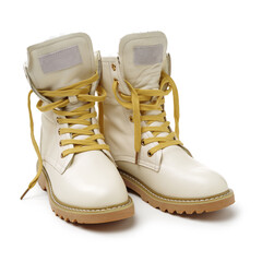 women's boots with fur on white background