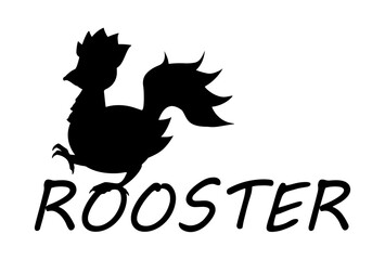 Rooster is a flightless bird. Silhouette, sign, logo. Illustration