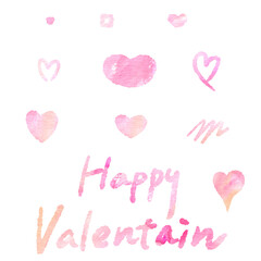 Watercolor material illustration of various hearts