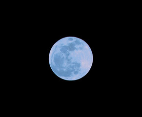 Blue moon in the dark night.