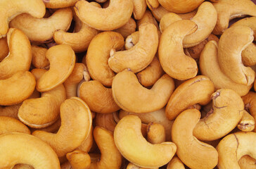Roasted cashew nuts background
