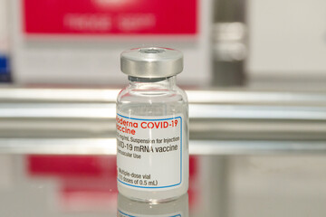 Coronavirus vaccine.  The bottle of coronavirus covid-19 vaccine