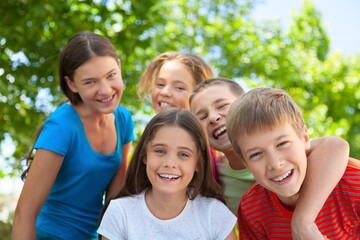 Fototapeta premium Portrait of group smiling happy children