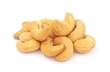 Roasted cashew nuts isolated on white background