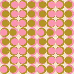 Modern vector abstract seamless geometric pattern with semicircles and circles in retro scandinavian style. Pastel colored simple shapes background.