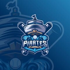 Pirates Ship Mascot Logo Design For Baseball Club