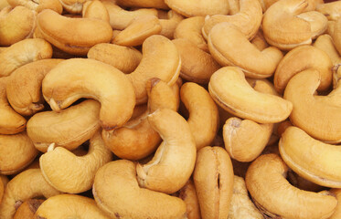 Roasted cashew nuts background