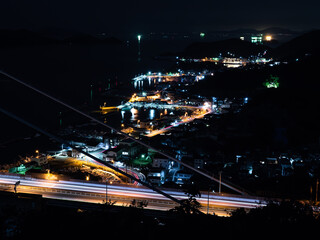 夜の下津井漁港