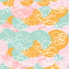 Geometric vector seamless pattern in retro style . Modern abstract background with circles or bubbles.