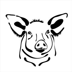 Vector illustration of pig. Symbol of farm animal and breeding.