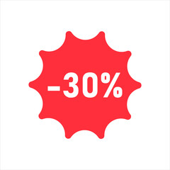 30 percent discount icon on white background. Vector