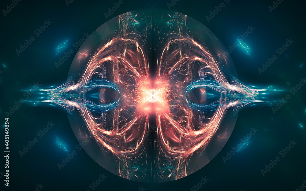 Poster digital generated image in the form of abstract geometric shapes of various shades and colors for us
