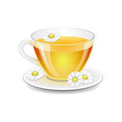 Vector illustration cup chamomile tea