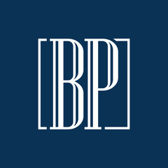 Navy blue and white BP initial letter vector logo template