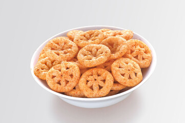 Crispy and crunchy Salty wheat wheel or Wheels, Wheelos, fryums, Fried and Spicy snack food