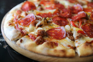 pepperoni pizza in close up