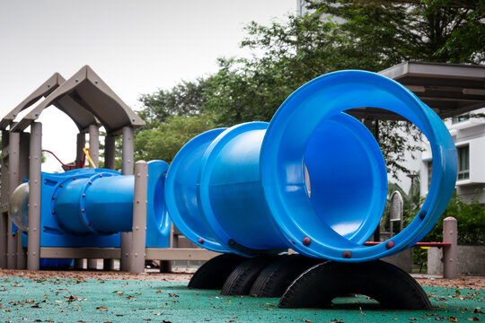 tubes on tires at a playground