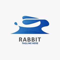 Rabbit running logo design