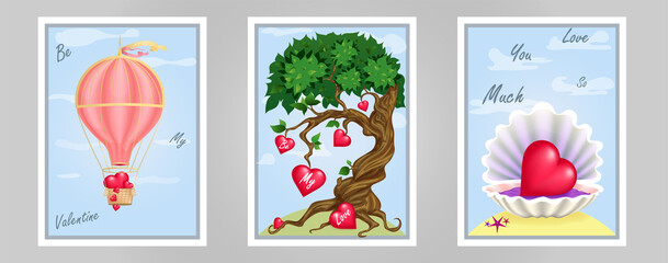Set of illustrations for valentines day
