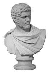Ancient white marble sculpture bust of Caracalla. Marcus Aurelius Severus Antoninus Augustus known...
