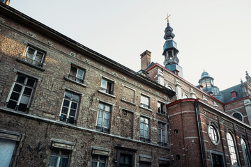 Street view of old buildings Brussel, Belgium.