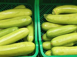 green zucchini for sale in supermarket 