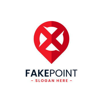 Fake point logo design template. Initial letter x and point icon vector combination. Creative letter x for location symbol concept.