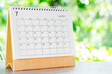 July 2021 Calendar desk for organizer to plan and reminder.