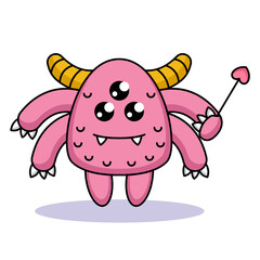 Cute monster in love theme Valentine's Day