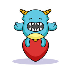 Cute monster in love theme Valentine's Day