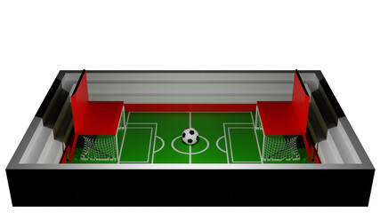 Soccer field and soccer goal chairs abstract background 3D render