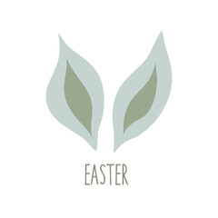 Bunny ears and inscription Easter. Colorful cartoon vector illustration isolated. Happy Easter animal card