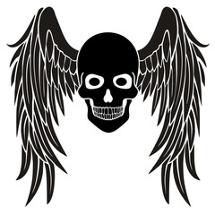 Fototapeta premium military sign with skull and wings, grunge vintage design t shirts 