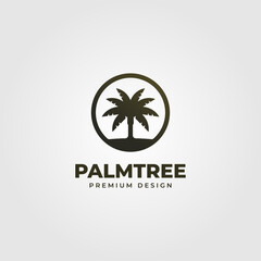 vintage palm tree or coconut logo vector symbol illustration desig